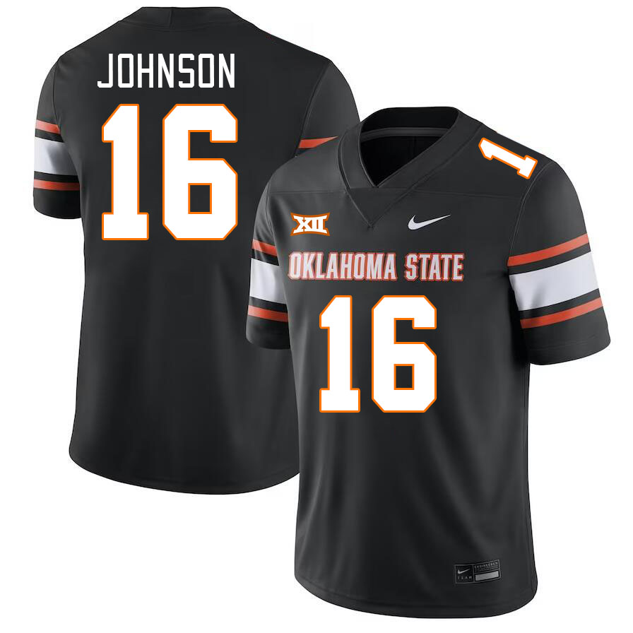 Oklahoma State Cowboys #16 Josiah Johnson College Football Jerseys Stitched Sale-Black